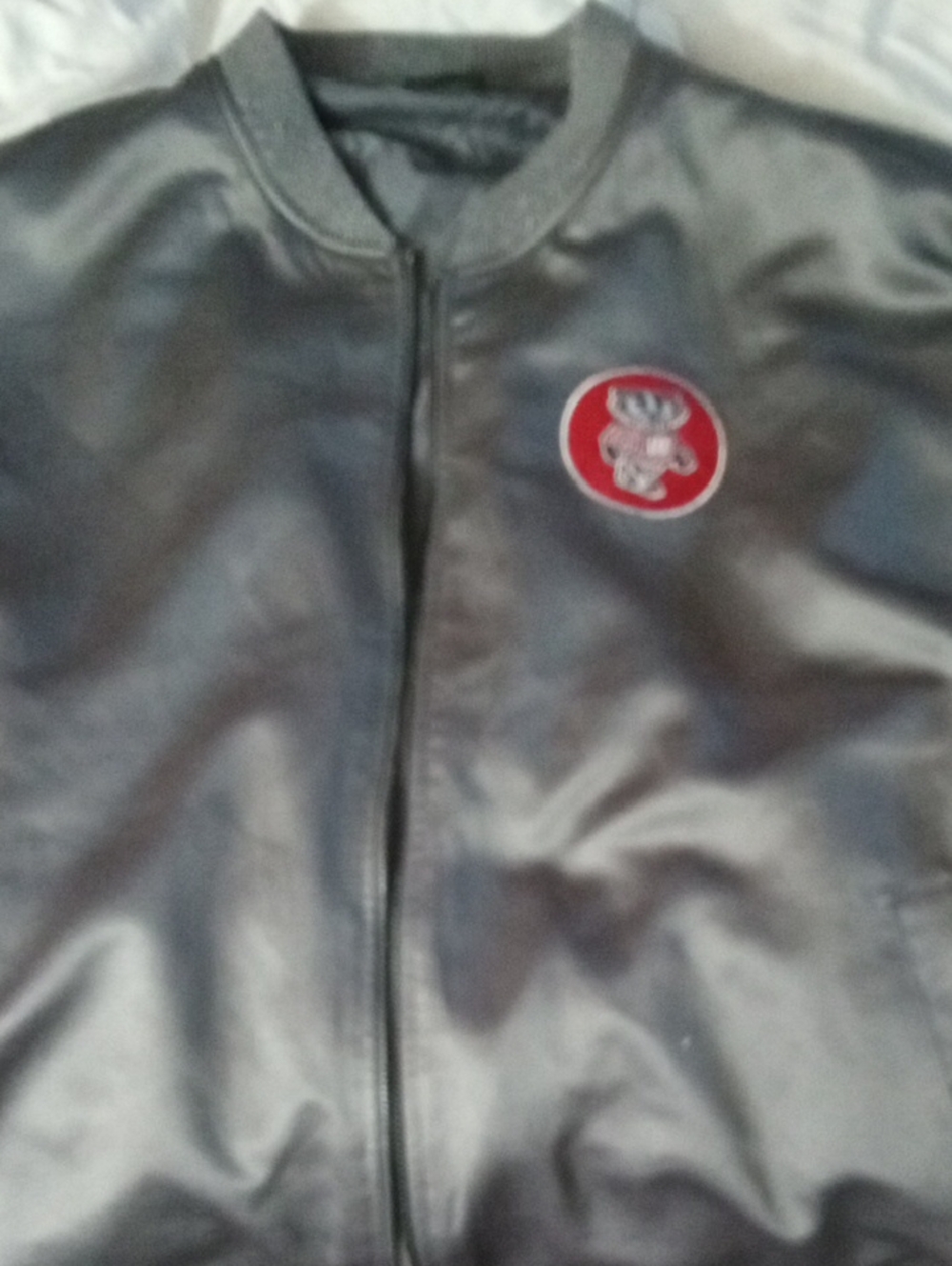 Colosseum Womens Shimmery Silver Grey Bomber Jacket